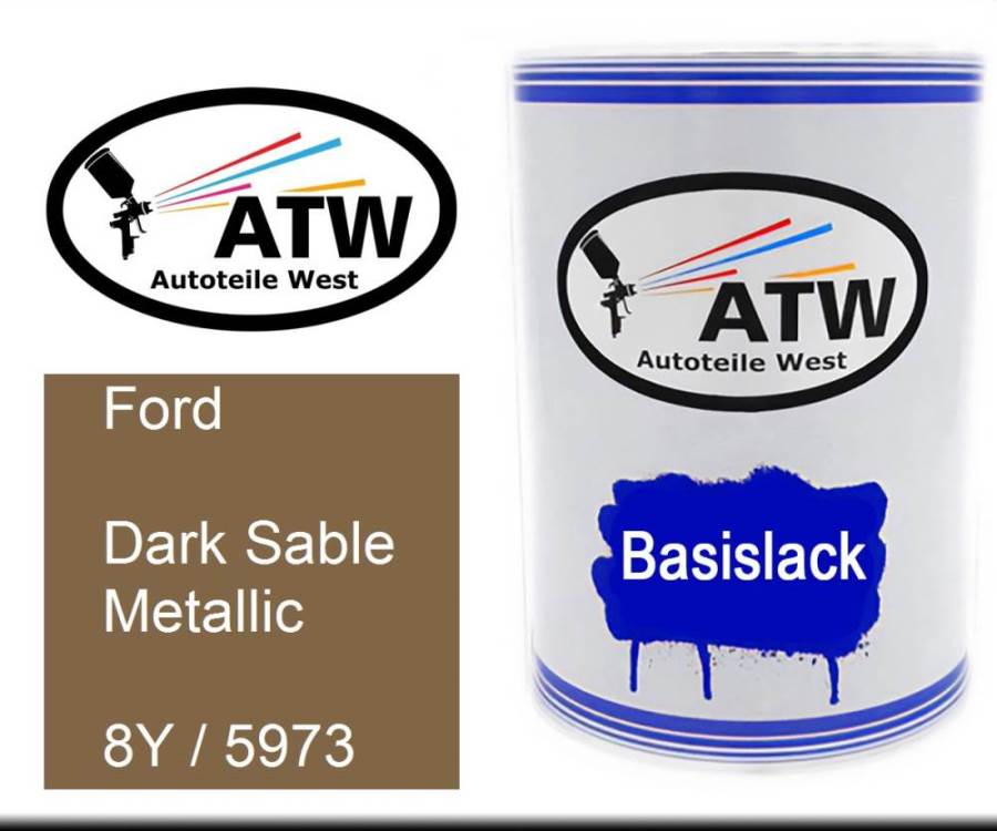 Ford, Dark Sable Metallic, 8Y / 5973: 500ml Lackdose, von ATW Autoteile West.